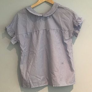 ROMWE light blue and white collared shirt